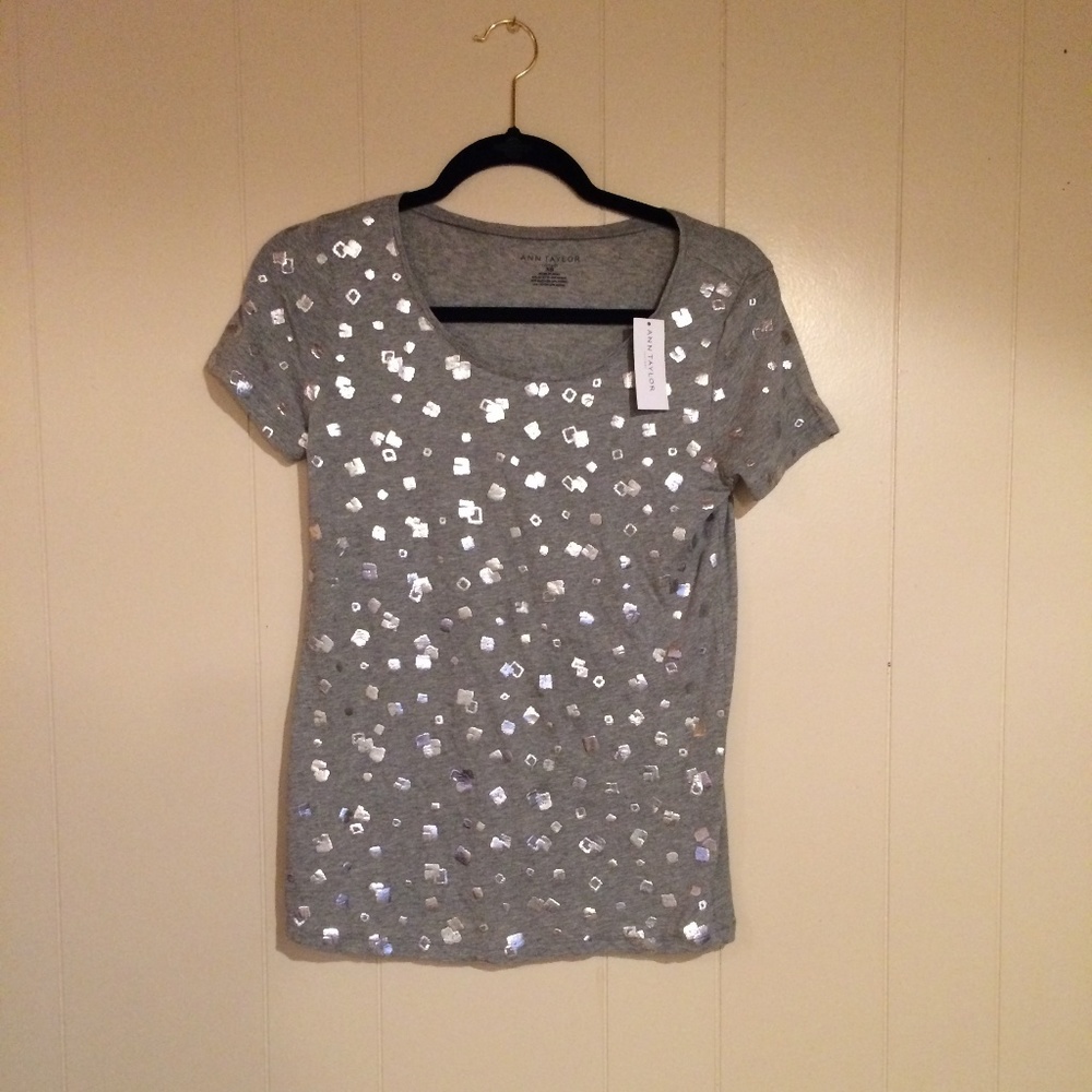 NWT Ann Taylor Top with Silver Detail XS